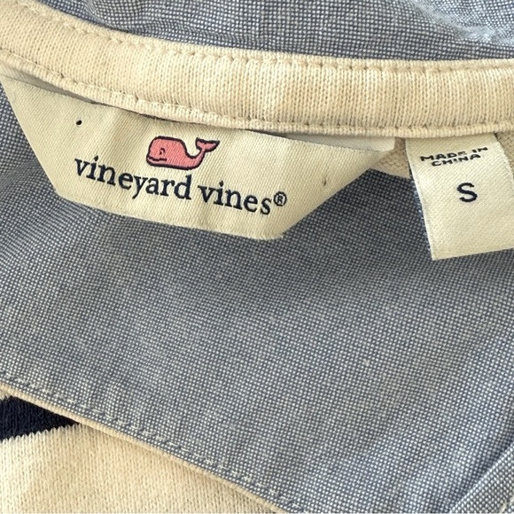 Vineyard Vines Striped Button Mockneck Cotton Long Sleeve Top Size Small - Picture 7 of 8